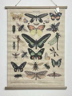 Michaels Butterfly Banner Canvas Scroll Boho Art Poster Wall Decor 29” W x 39” L